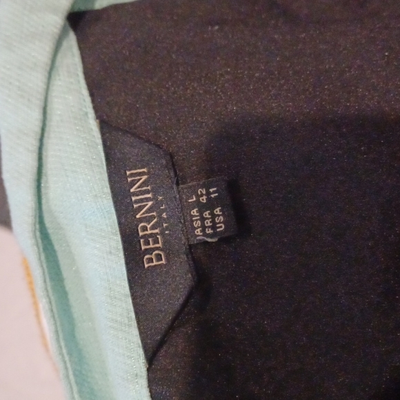 Bernini Designer Dress, mint color w/black lining & lace, embellished,  Size 11 - Picture 6 of 7